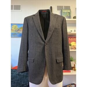 ISAIA Napoli Gray Wool/Cashmere Herringbone Sport Coat – EU 56 / US 46